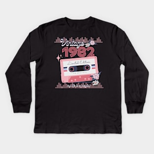 Vintage 1982 Limited Edition Music Cassette Birthday Gift Kids Long Sleeve T-Shirt